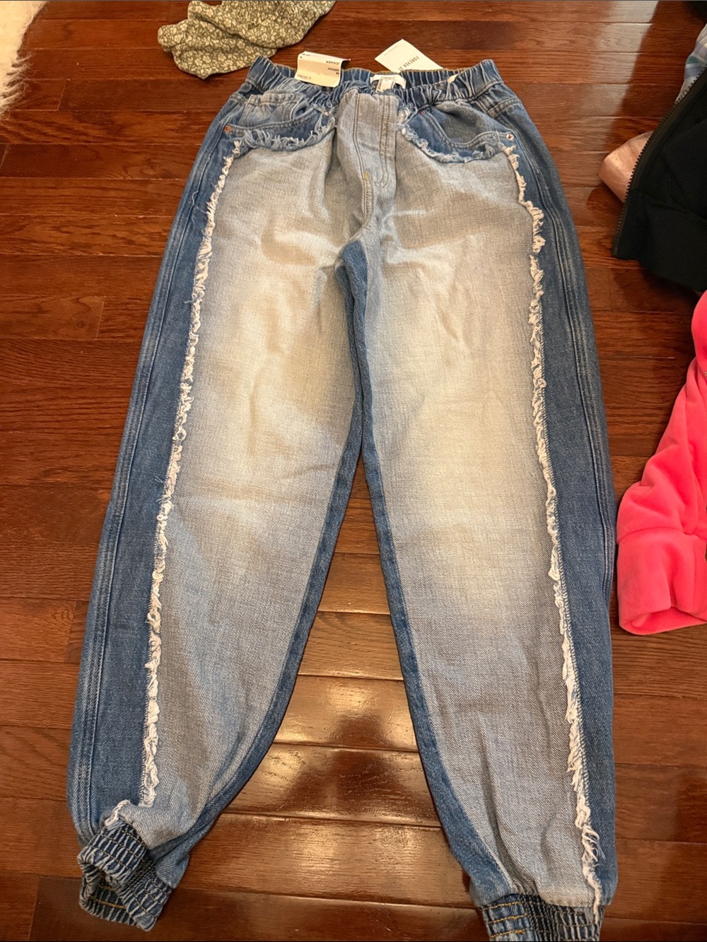 Forever 21 Two-Tone Light Blue Distressed Boyfriend Jeans